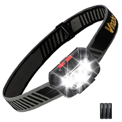 Afbeelding van Vinabo Hoofdlamp, zeer krachtig, 6 modi, 500 lm, 30 graden verstelbare led zaklamp, voor lezen, fietsen, hardlopen, 3 AAA batterijen meegeleverd
