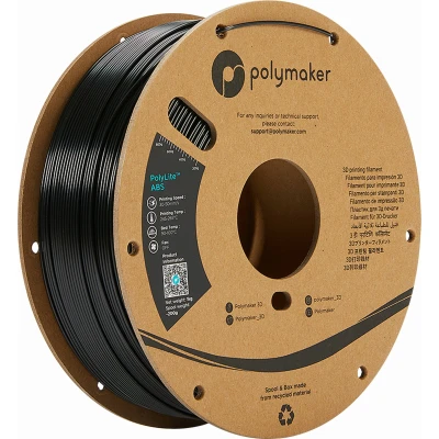 Afbeelding van Polymaker PolyLite ABS Zwart 1,75mm 3kg (ABS, 1.75 mm, 3000 g, Zwart), 3D print filamenten,