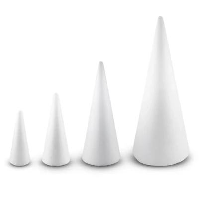 Afbeelding van Netuno Set van 4 piepschuimkegels 15 cm, 20 28 40 om te knutselen, doe het zelf kerstdecoratie, kerstboom, piepschuim, boom polystyreen kegels voor