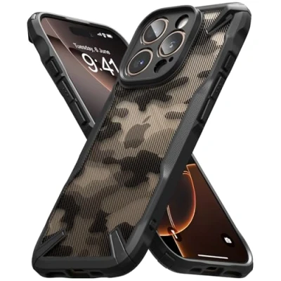 Afbeelding van Ringke Fusion X Compatibel met iPhone 16 Pro Max Case Krasvast Schokbestendig Robuuste Bumper Hoesje Camo Black
