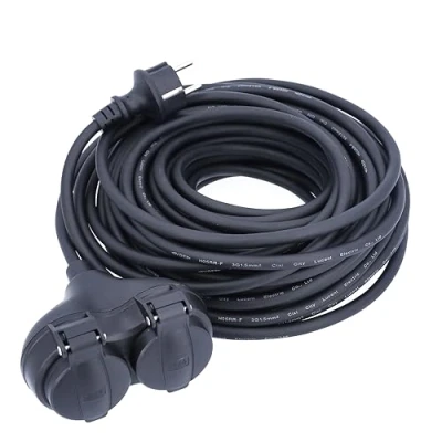 Afbeelding van as Schwabe Rubberen verlengkabel, 10 m H05RR F 3G1,5 kabel met geaarde stekker en 2 voudige koppeling incl. beschermkap, verlengkabel 230 V, 16 A, IP44, zwart, 60661