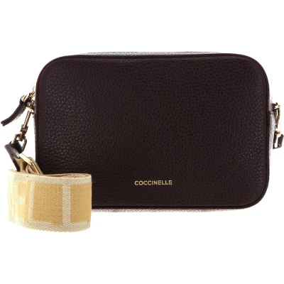 Afbeelding van COCCINELLE Leren Schoudertas Tebe Crossover Bag Darkbrown Donkerbruin