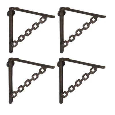 Afbeelding van plankdrager set van 4 22 cm gietijzer industrieel bruin