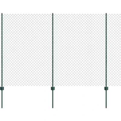 Afbeelding van vidaXL Kettinglink Schutting met 10 U Palen Groen 1,5x10 m Staal