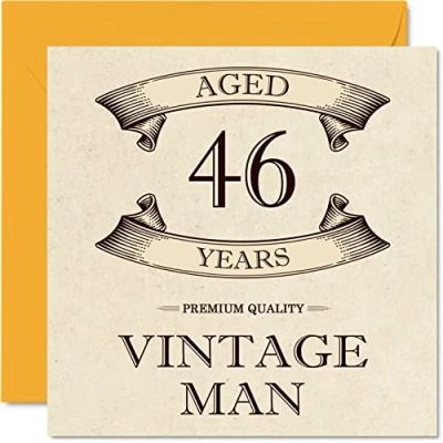 Afbeelding van Vintage 46e verjaardagskaarten voor mannen leeftijd 46 jaar leuke verjaardagskaart collega vader echtgenoot vriend oom broer vriend, 145 mm x wenskaarten,