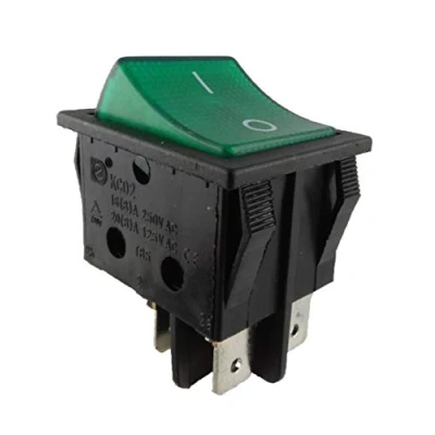 Afbeelding van Wipschakelaar inbouw 2 polig 4 16A 250V 28,5x21,9mm groen met verlichting