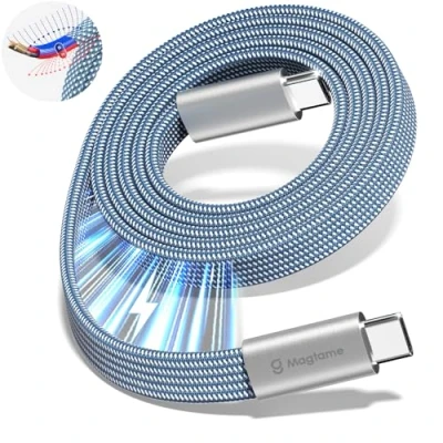 Afbeelding van Magtame USB C oplaadkabel, 240 W (5 A) magnetische naar kabel, nylon gecoiled type snellaadkabel voor Samsung, apparaat, patentproduct