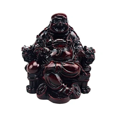 Afbeelding van Feng Shui hars lachen Boeddha met Mxsabrina rode draad armband W1744