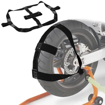 Afbeelding van motorfiets spanbanden transportbeveiliging: autotransport 48 mm spanband wielbeveiliging sjorbanden banden automatische transport sjorlussen PWK aanhanger accessoires