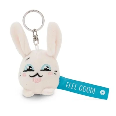 Afbeelding van Bunny &quot;Feel Good!&quot; 5cm sleutelhanger wit Een trouwe metgezel voor rugzak of tas, jong en oud 62046