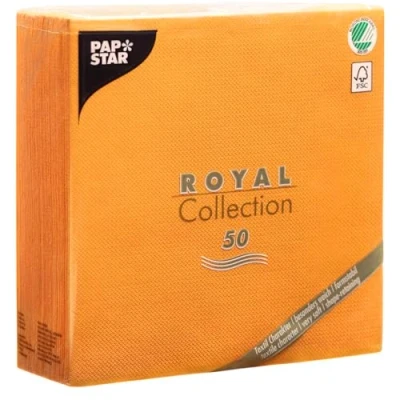 Afbeelding van Papstar, 50 servetten &quot;ROYAL Collection&quot; 1/4 vouw 40 cm x oranje, 82219
