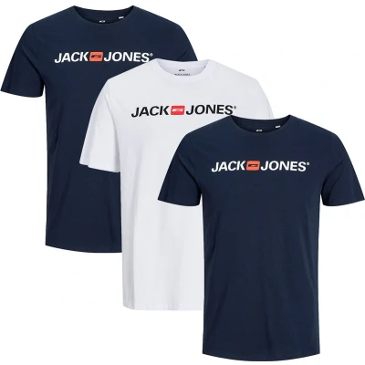 Afbeelding van Jack &amp; Jones 3 PACK Tshirt print, Heren, Maat: Large, Blau weiß