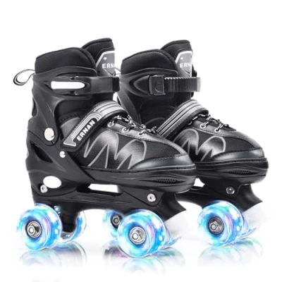 Afbeelding van ERNAN Rolschaatsen kinderen Rollaarzen, 8 oplichtende wielen en 4 maten verstelbaar. voor kinderen, beginners, geschikt binnen buiten (wit, S)