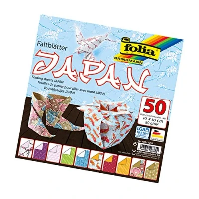 Afbeelding van folia 492/1010 vouwbladen Japan 10 x cm, 80 g/m², 50 vellen gesorteerd in motieven ideaal voor prachtige vouwfiguren en vormen