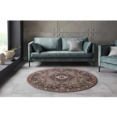 Afbeelding van Klassiek Vloerkleed Rond Medaillion Grijs 160 Cm