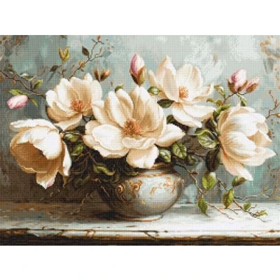 Afbeelding van Luca S Kruissteekkit goud, geteld kruissteek voor volwassenen, borduurpakket The Mysterious Magnolia&#039;s, B707