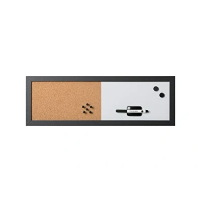 Afbeelding van Bi Office, Combitbord whiteboard en memoboard elementen, magnetisch, droog afwisbaar/kurk, zwart MDF frame, 60x20cm