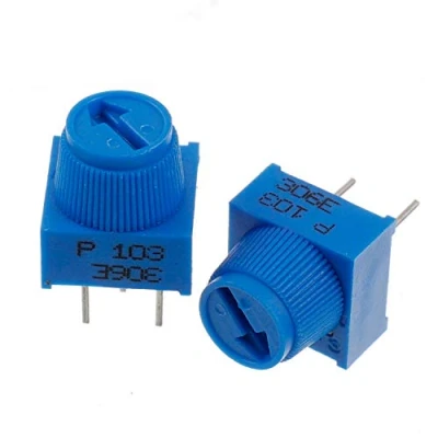 Afbeelding van BOJACK 10K Ohm Trim Potentiometer met knop P103 3 Terminal pin Blauw Variabele Weerstanden (Pack van 10 Stks)
