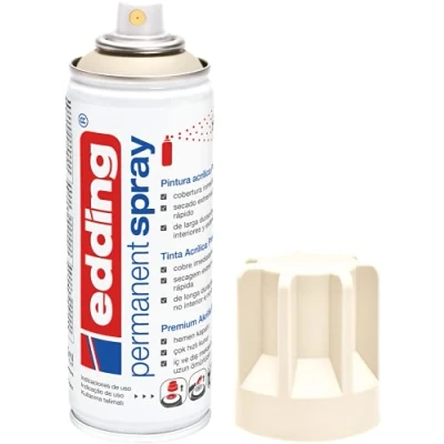 Afbeelding van edding 5200 permanente spray licht ivoormat 200 ml acrylverf voor het schilderen en decoreren van glas, metaal, hout, keramiek, kunststof, canvas, spuitbus, acrylspray, verfspray