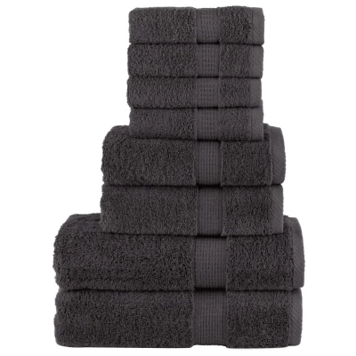 Afbeelding van 8 delige Handdoekenset 600 g/m 100% katoen antracietkleurig