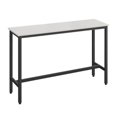 Afbeelding van VASAGLE Bar, keuken, pub eettafel hoge tafel, stevig stalen frame, 40 x 140 90 cm, eenvoudige montage, industrieel ontwerp, rustiek wit en inktzwart LBT140B73, 140x40x90cm