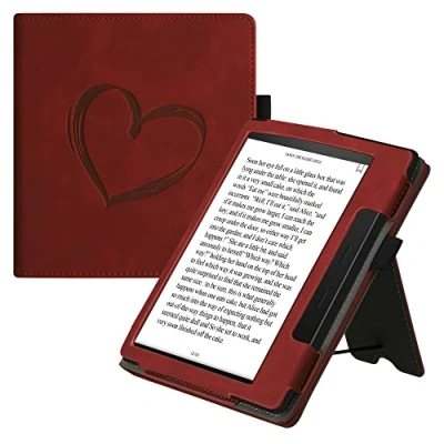 Afbeelding van kwmobile e reader hoesje compatibel met Amazon Kindle Oasis 10. Generation Ereader case van kunstleer Brushed Hart in donkerrood