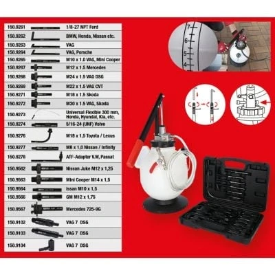 Afbeelding van KS Tools 150.9105 Universele transmissieolievulsysteemset met 23 delige adapterset