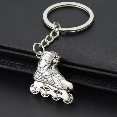 Afbeelding van Creatieve simulatie skates sleutelhanger gepersonaliseerde hanger cadeau (zilver)