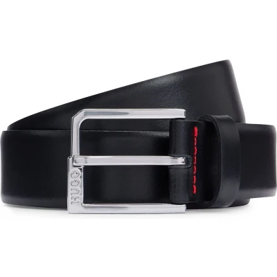 Afbeelding van HUGO Leren Riem Glonn Sz35 Leather Belt W95 Black Zwart