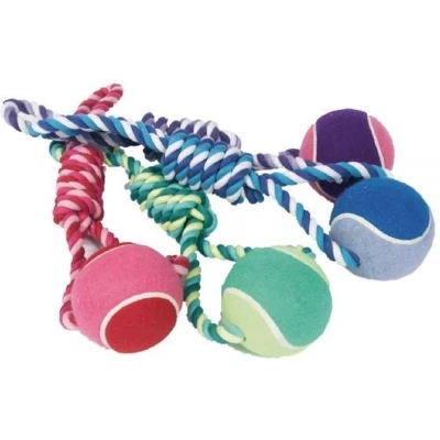Afbeelding van Bal aan flostouw assorti 10 cm