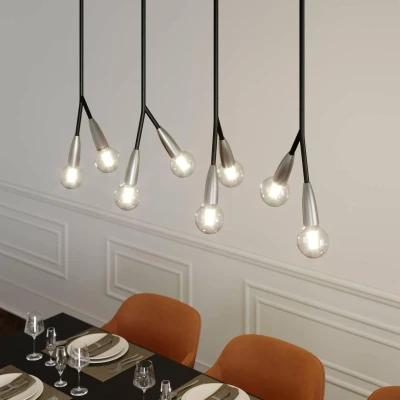 Afbeelding van Lucande hanglamp 8 lichts metaal, aluminium E27 zwart, messing
