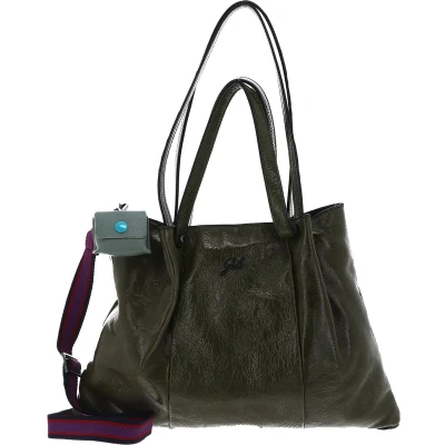 Afbeelding van Gabs Leren Schoudertas Sashi Naplak Black Shoulderbag Verde Oliva Olijfgroen