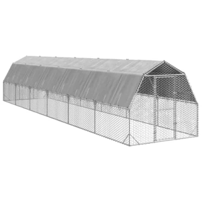 Afbeelding van vidaXL Kippenren met dak 2,5x12x2,25 m gegalvaniseerd staal, inloopkippenren, metalen kippenren, inloopkippenhok, kippenhok