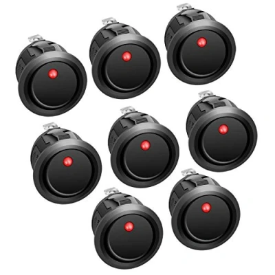 Afbeelding van APIELE tuimelschakelaar, 8 stuks, 2 posities aan/uit met led schakelaar, DPST 3 pins 12 V 20 A knop, tuimelschakelaar voor auto, boot, huishoudelijke apparaten, KCD2 102N (rood)