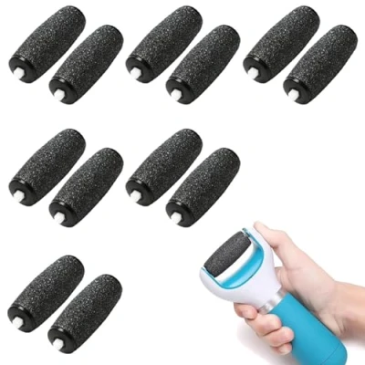 Afbeelding van 12 stuks voetvijl vervangende rollers, extra grove navulrollen voor Scholl Velvet Smooth, Pedi elektrische hoofden pedicure harde huidverwijderaar (zwart)