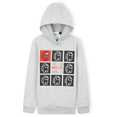 Afbeelding van Among Us Jongens&#039; Hoodies Gaming Hooded Sweatshirt Gamer Geschenken (11 12 Jaar, Grijze Impostor)