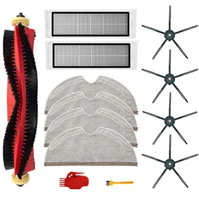 Afbeelding van 13Pcs Kit voor Xiaomi Roborock S6 S60 S65 S5 MAX MAXV Pure Stofzuiger Accessoires, 1 Rolborstels, 2 Filters, 4 Mop Doeken, Zijborstels, Reinigingsgereedschap (zwart)