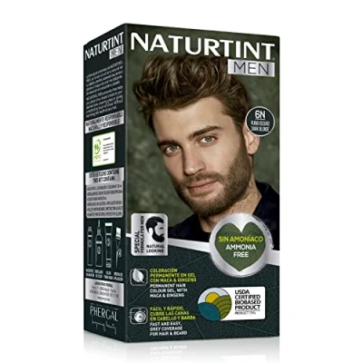 Afbeelding van Naturtint Men Biologisch Ammoniakvrije permanente kleuring voor mannen 100% grijze haren &amp; baardkleuring natuurlijke en langdurige kleur ingrediënten 6N donkerblond..