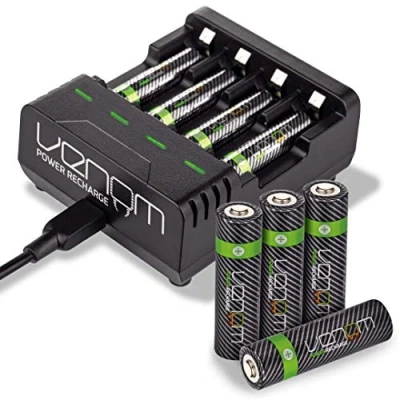 Afbeelding van Venom oplaadbare batterijen plus oplaadstation Inclusief 4 x AA 2100mAh AAA 800mAh