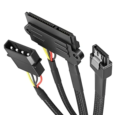 Afbeelding van KabelDirekt 22 pin SATA connector op 4 Molex stroomkabel 30 cm en 7 3 datakabel 6 Gbit/s 60