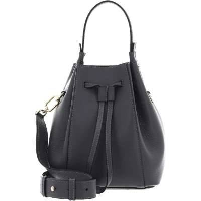 Afbeelding van FURLA Leren Handtas Schoudertas Miastella Mini Bucket Bag Soil Grijs