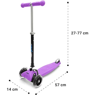 Afbeelding van Fun Pro One Kinderscooter Step Kickboard 3 6 Jaar Zwaartekrachtstuur Led Wielen Met Dynamo Tot 50 Kg Lichaamsgewicht Ca. 130 Cm Lichaamslengte Inklapbaar In Hoogte Verstelbaar Stuur Paars