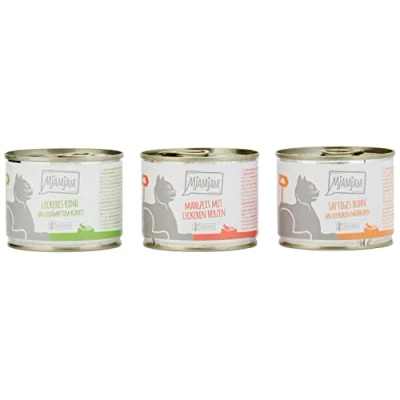 Afbeelding van MjAMjAM premium natvoer voor katten gemengd pakket I kip, rund, hartjes, pak van 6 (6 x 200 g), graanvrij met extra vlees