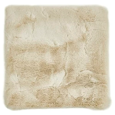 Afbeelding van LUXOR living zitkussen Coste kunstbont stoelkussen als decoratie woonkamer of gezellig stoel decoratief kussen 40 x cm vierkant beige 1 stuk