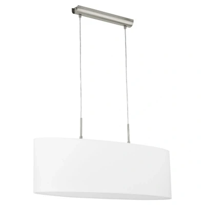 Afbeelding van EGLO Pasteri   Hanglamp   2 Lichts   75cm   Nikkel Mat   Wit