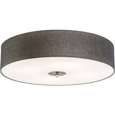 Afbeelding van QAZQA Landelijke plafondlamp grijs 50 cm Drum Jute