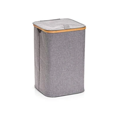 Afbeelding van Zeller Laundry Hamper, canvas/bamboo, grey