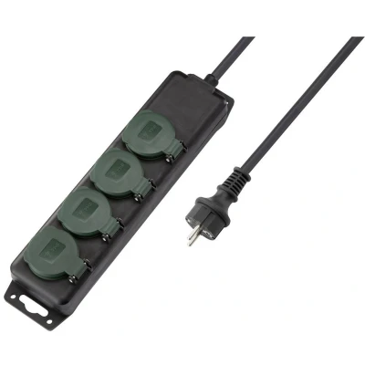 Afbeelding van Sygonix SY 5145340 Stekkerdoos Zwart, Groen Randaarde stekker 1 stuk(s)