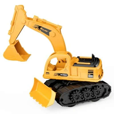 Afbeelding van GizmoVine Graafmachine speelgoed, graafmachine, 2 in 1 koppelingsvrachtwagen met bulldozer, robuuste en flexibele onderdelen, strandauto&#039;s voor kinderen van tot 5 jaar, verjaardagscadeau