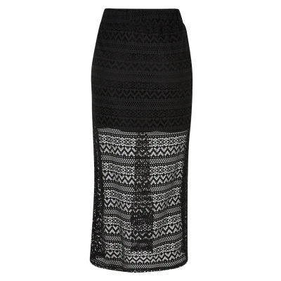 Afbeelding van Urban Classics Stretch Crochet Maxirok, Dames, Maat: XS, Black